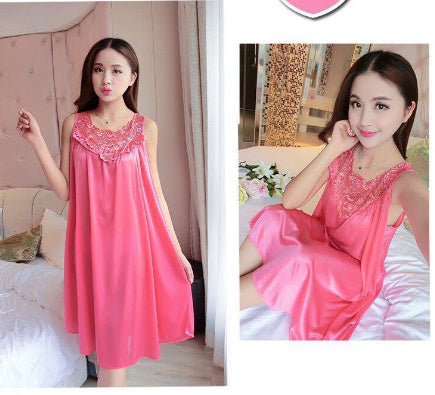 Ladies Sexy Sling Silk Thin Silk Lace Nightdress