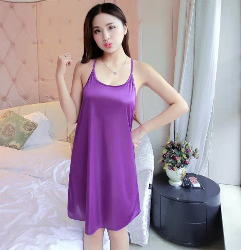 Ladies Sexy Sling Silk Thin Silk Lace Nightdress
