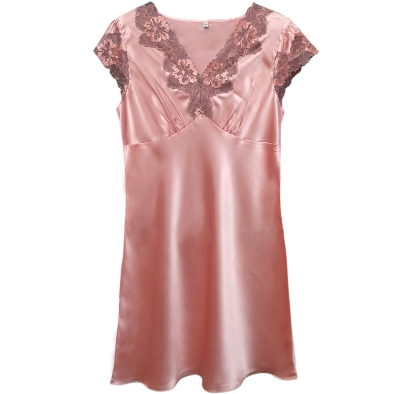 Ice silk short sleeve nightdress