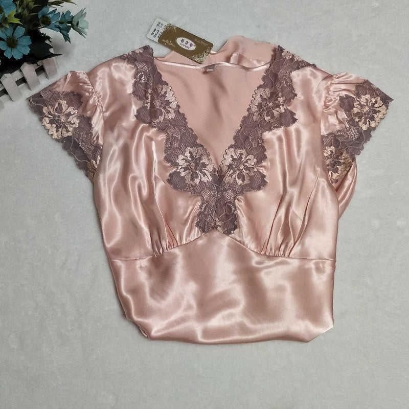 Ice silk short sleeve nightdress