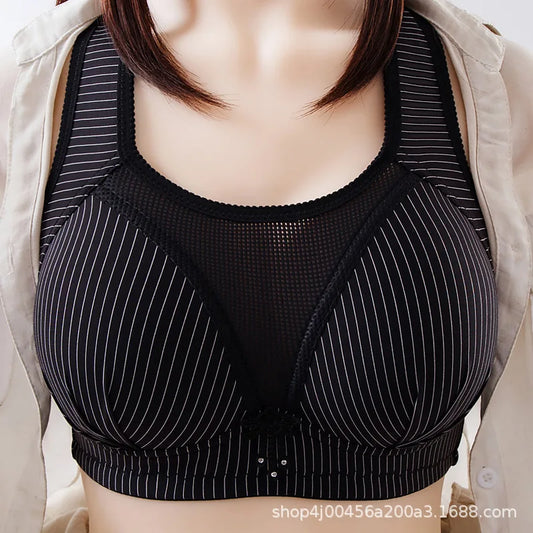 Women Large Size Nylon Brassiere Female Thin Anti-slip Brassiere Ladies Gathering Without Steel Ring Underwear Women Comfort Bra