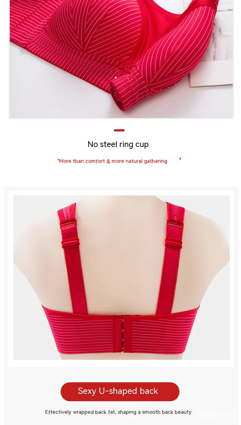Women Large Size Nylon Brassiere Female Thin Anti-slip Brassiere Ladies Gathering Without Steel Ring Underwear Women Comfort Bra