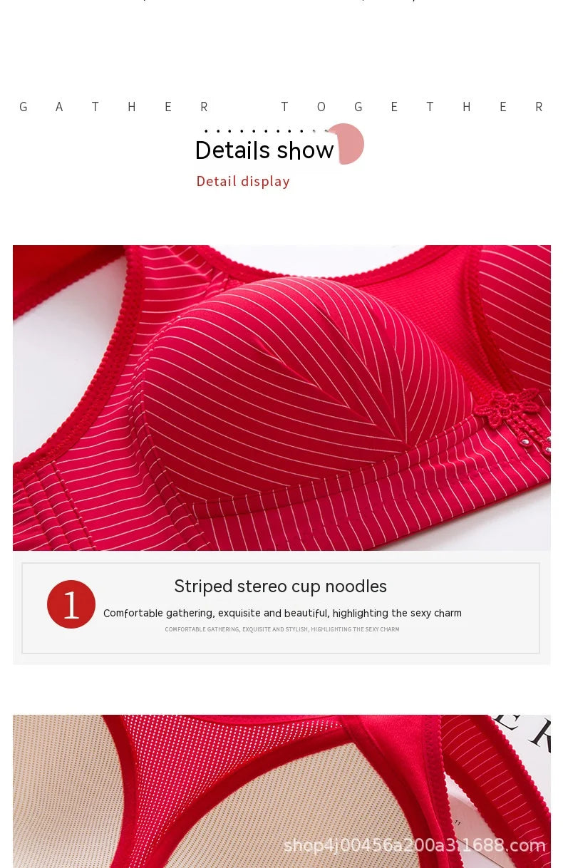 Women Large Size Nylon Brassiere Female Thin Anti-slip Brassiere Ladies Gathering Without Steel Ring Underwear Women Comfort Bra