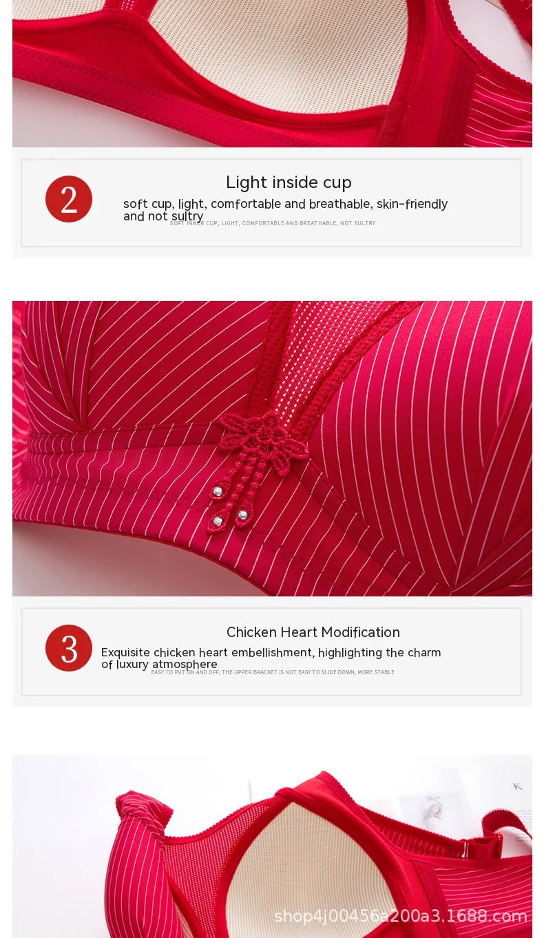 Women Large Size Nylon Brassiere Female Thin Anti-slip Brassiere Ladies Gathering Without Steel Ring Underwear Women Comfort Bra